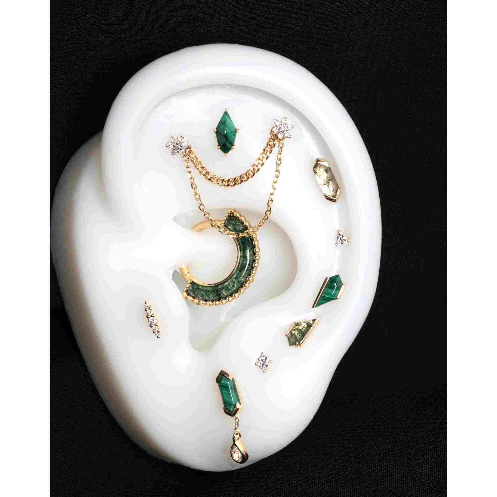 Buddha jewelry Mystic with moss agate 14k YELLOW gold