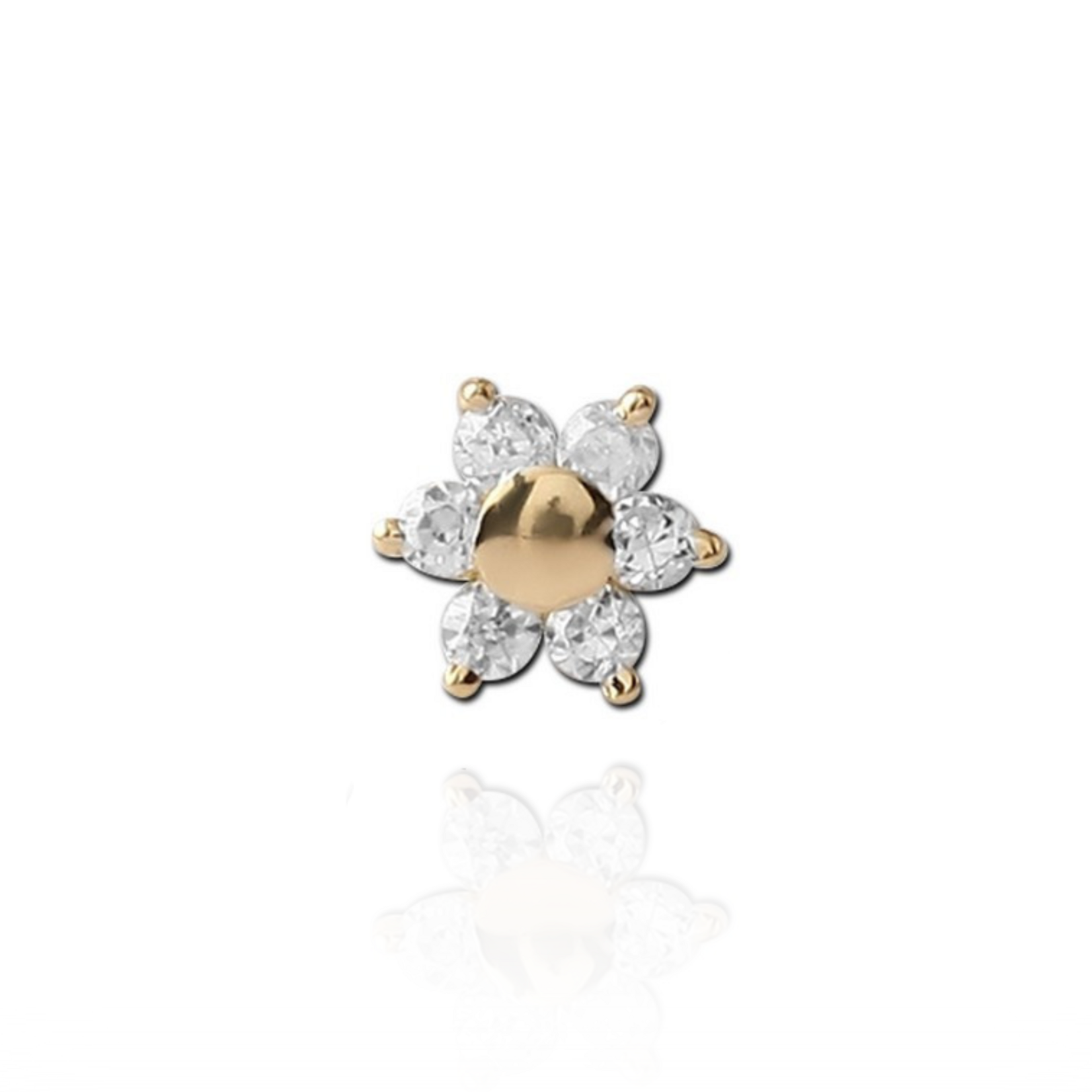 Flower met cubic zirconia 5mm 18k massief goud