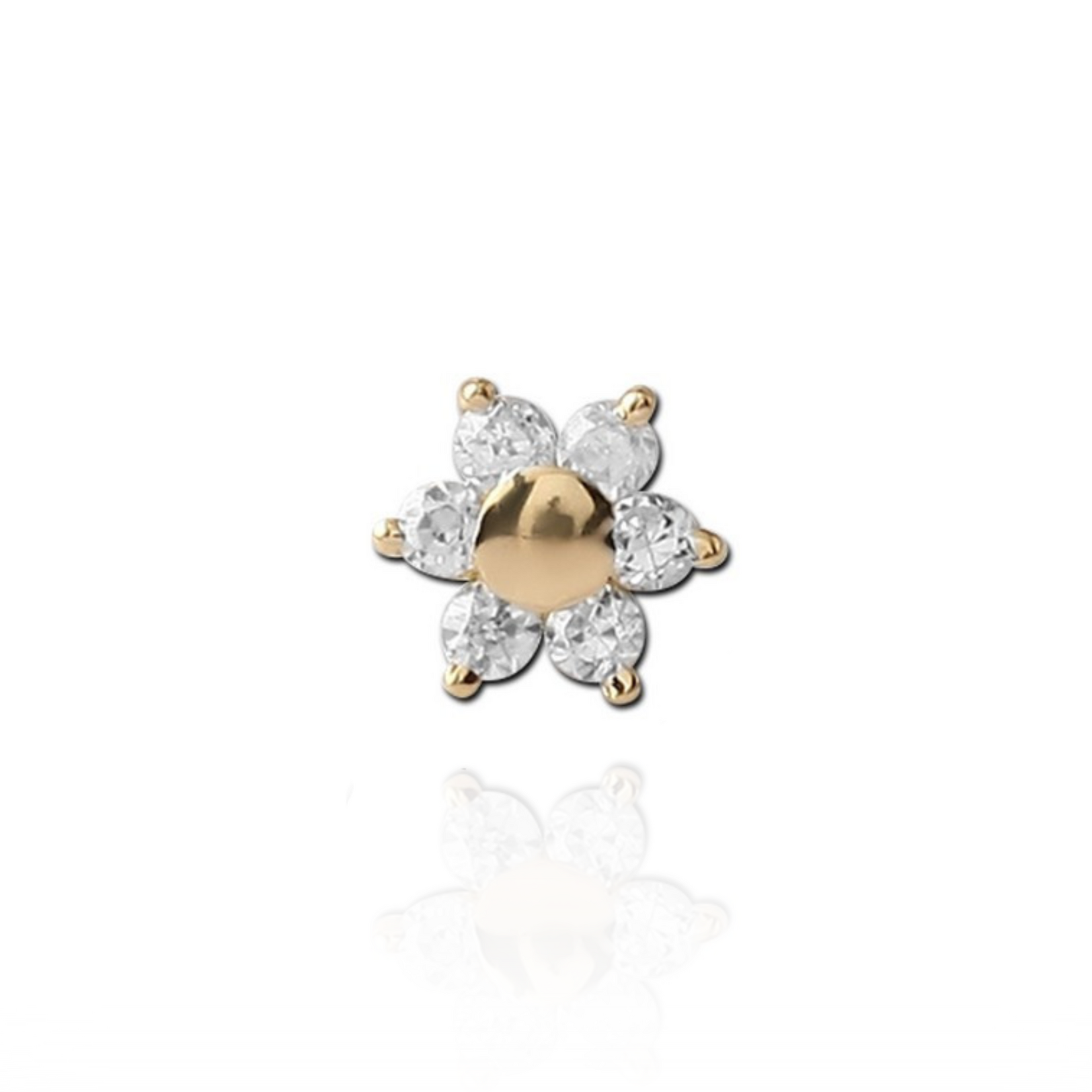 Flower with cubic zirconia 5mm 18k solid gold