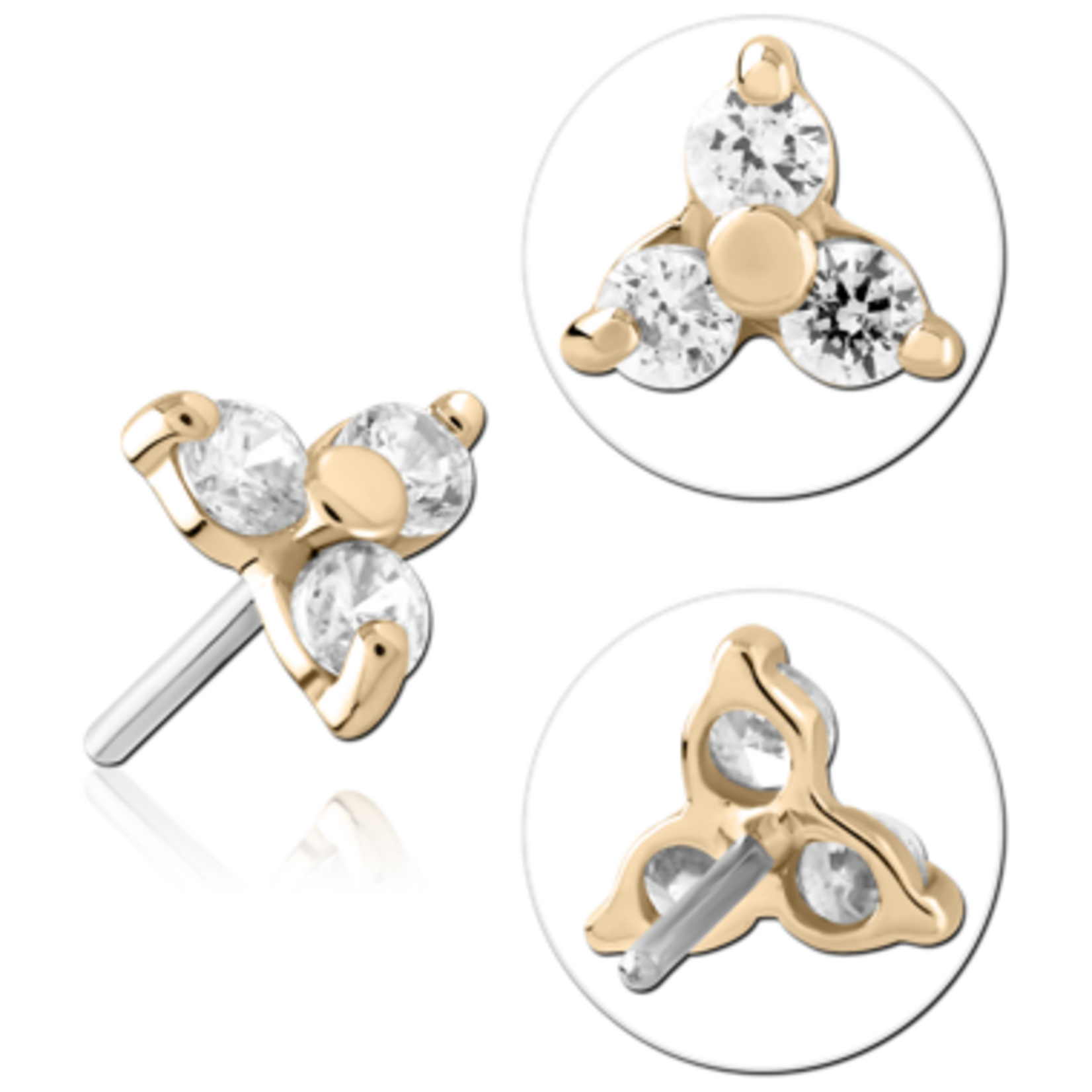 Inkorporated Trinity met cubic zirconia 14k solid goud