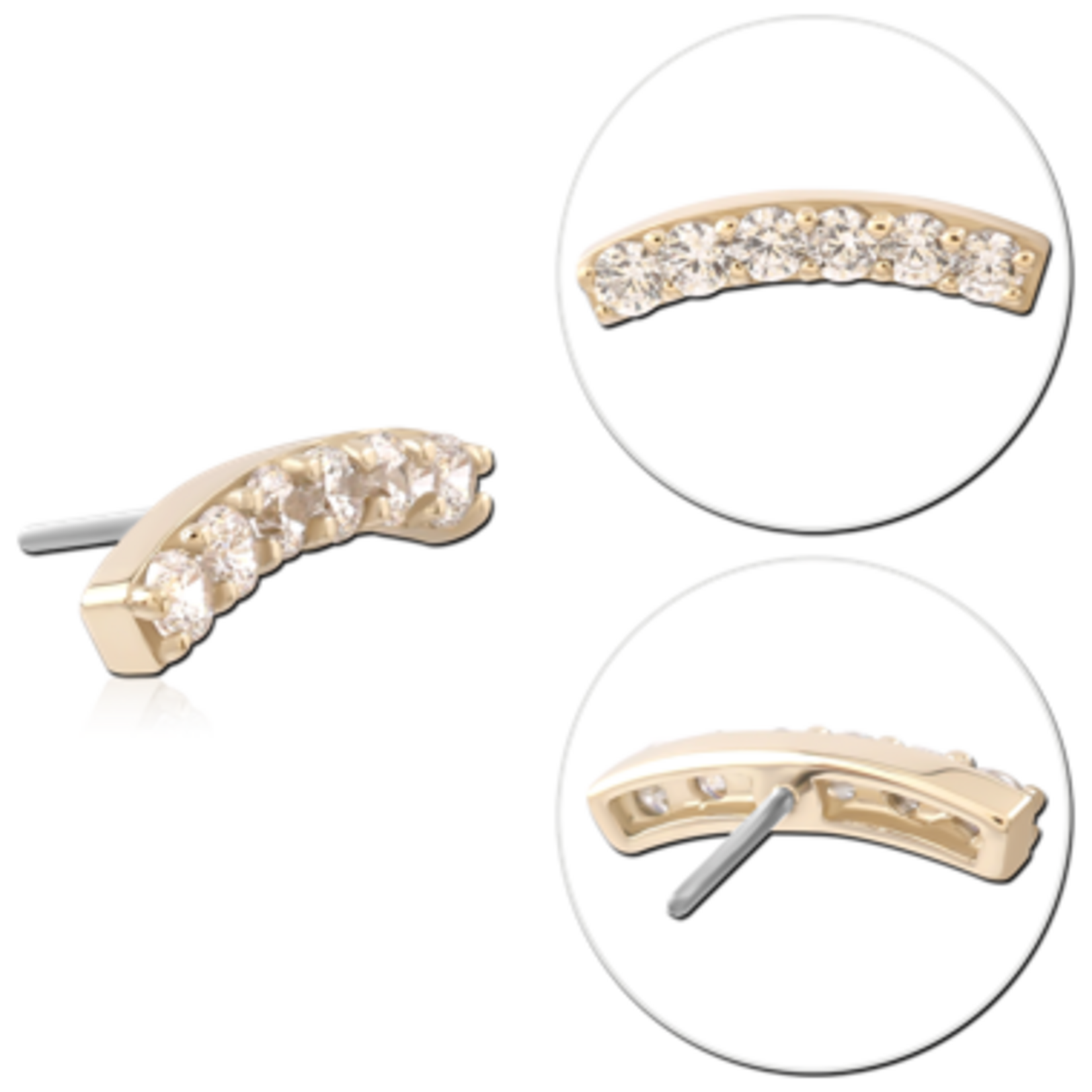 Inkorporated Curved line with cubic zirconia 14k solid gold