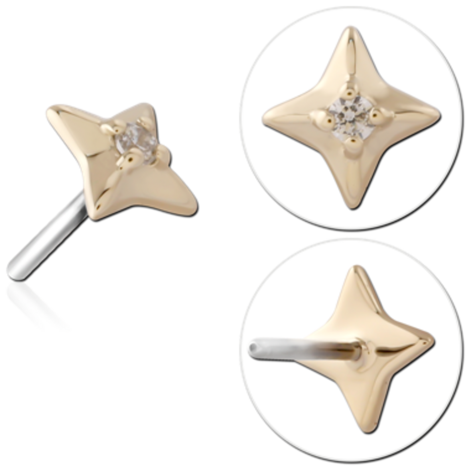 Inkorporated Mini Stella met cubic zirconia 14k solid goud