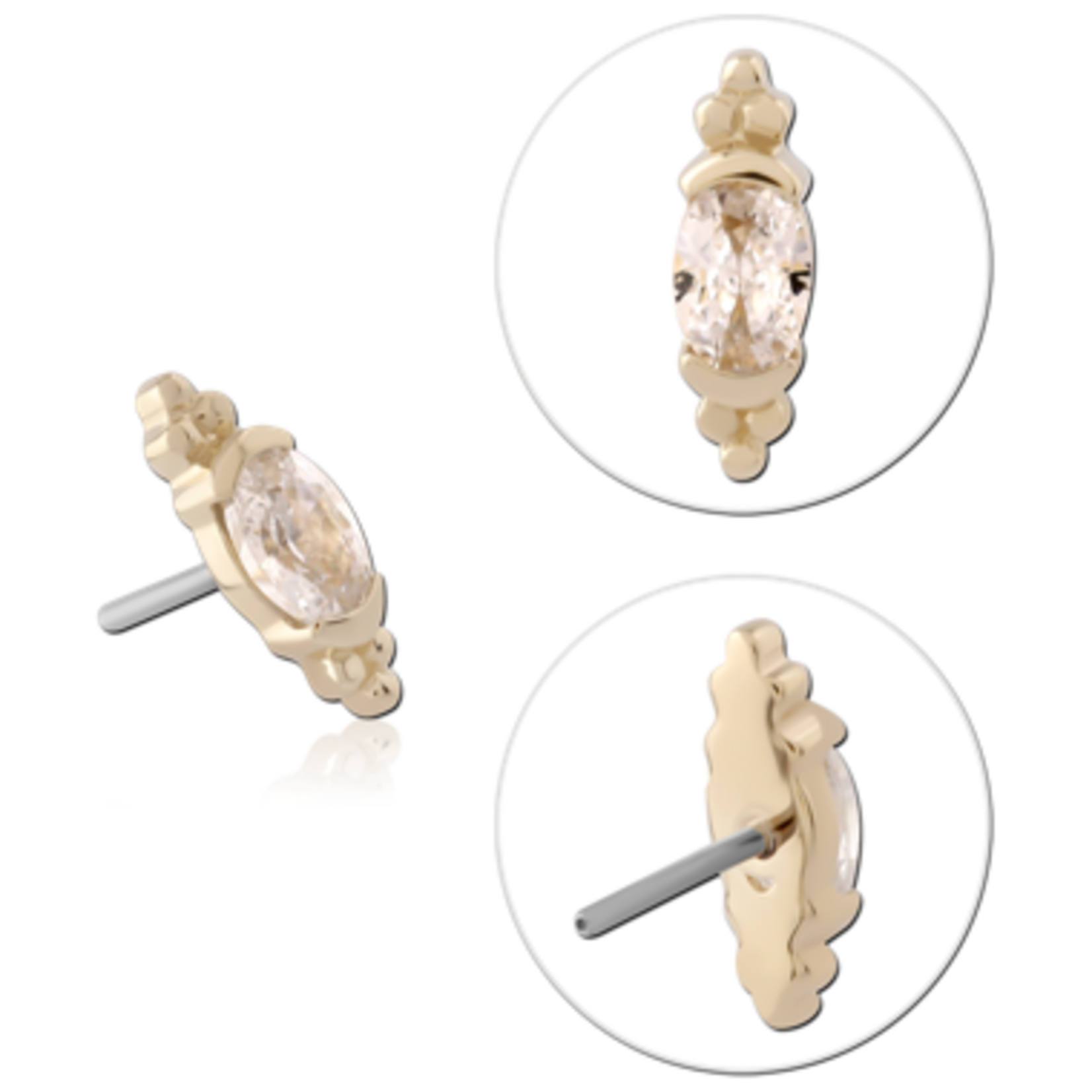 Inkorporated Goudkralen spiegel met cubic zirconia 14k solid goud