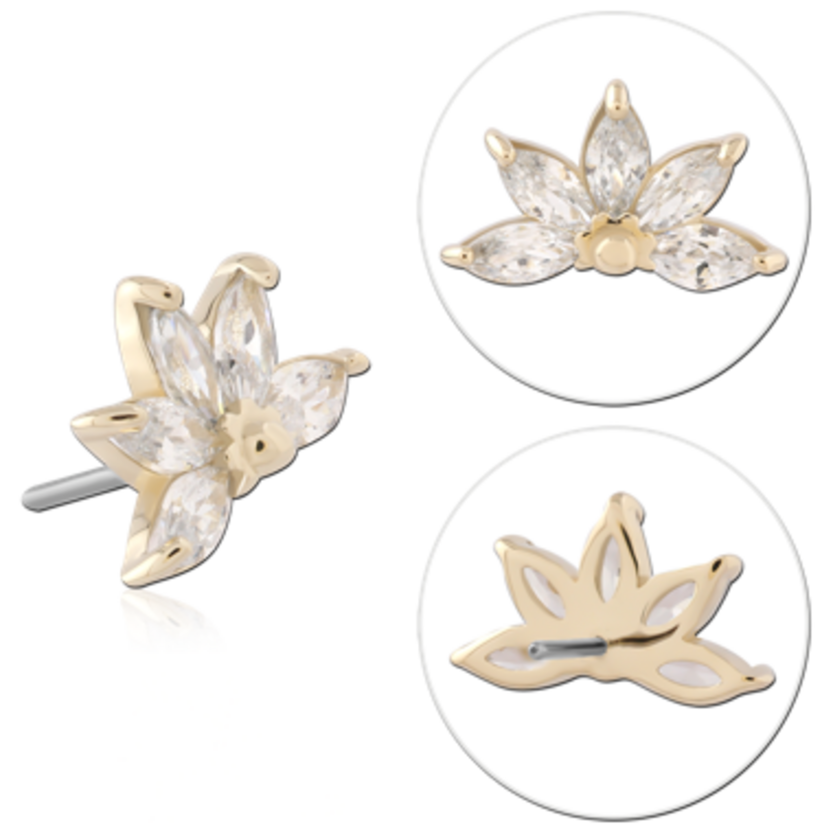 Inkorporated Marquise fan with cubic zirconia 14k solid gold