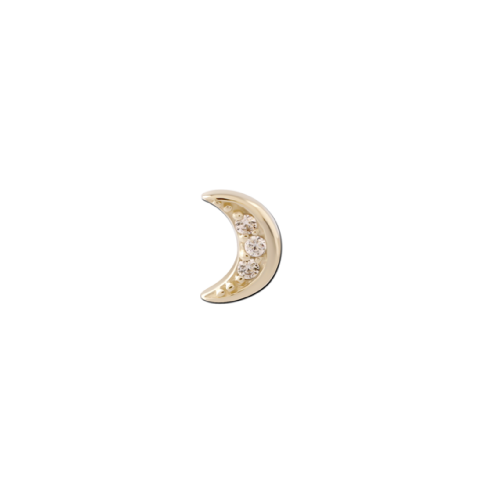 Inkorporated Moon with cubic zirconia 14k solid gold