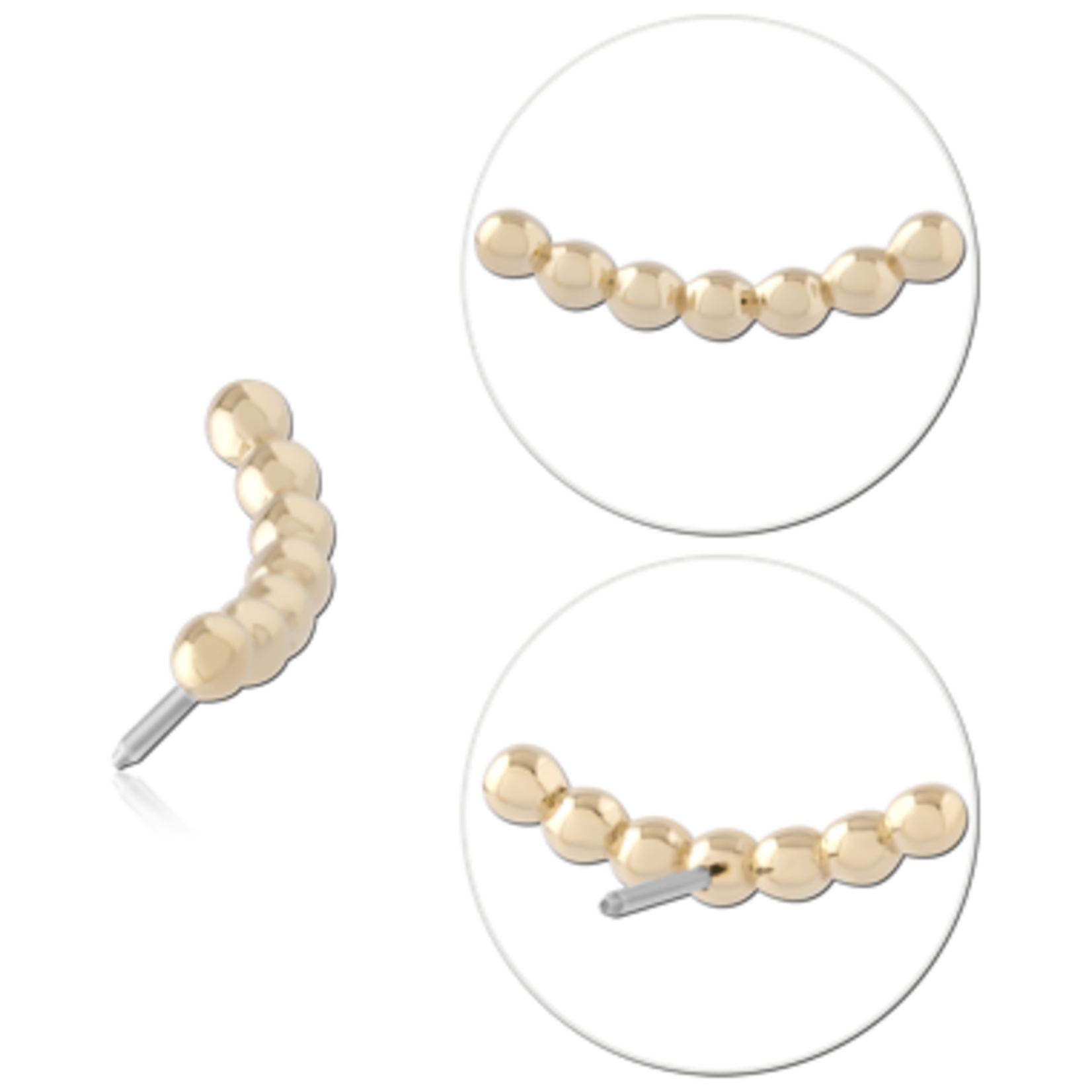 Inkorporated Beaded curved line 14k  solid gold