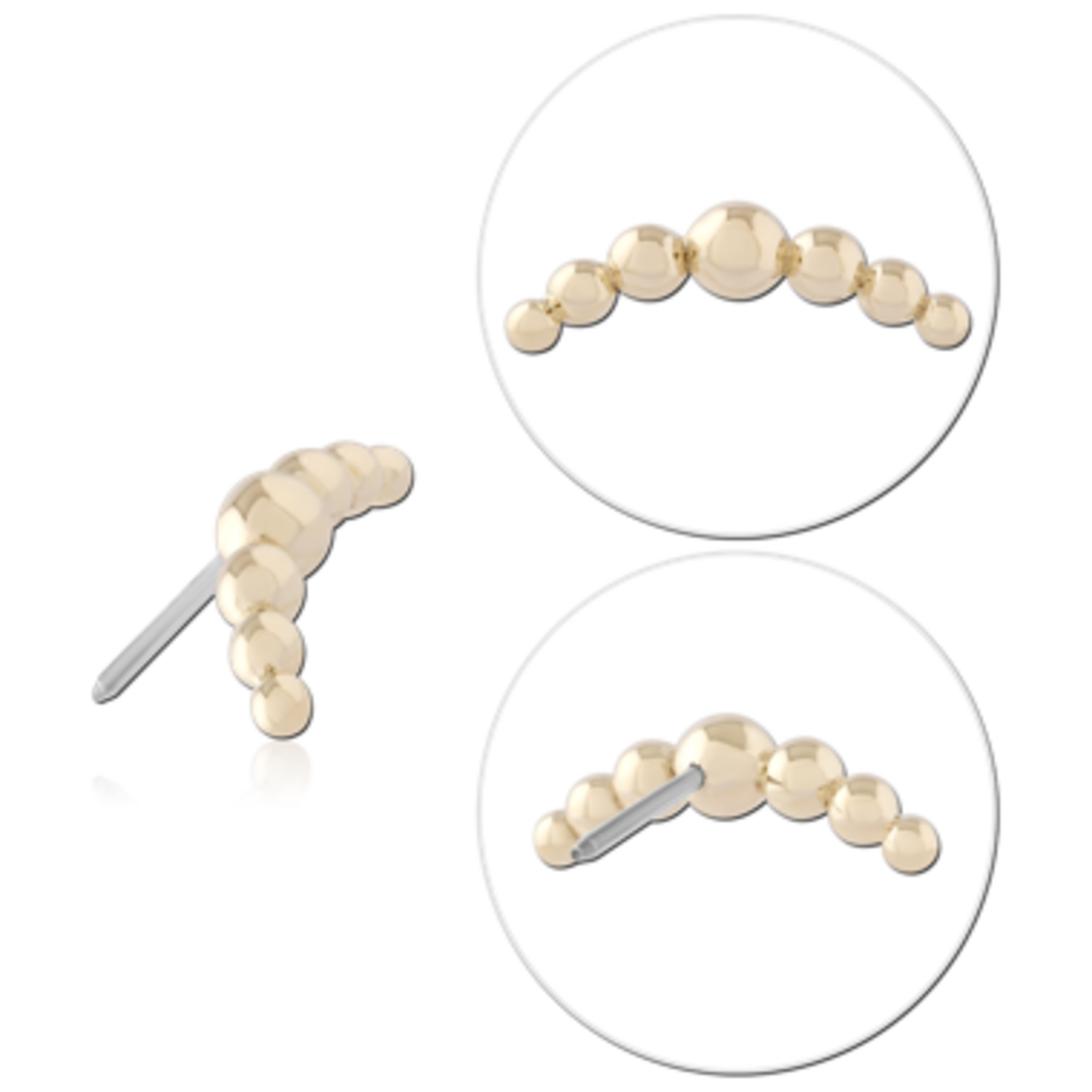 Inkorporated Graduated beaded curve line 14k solid gold