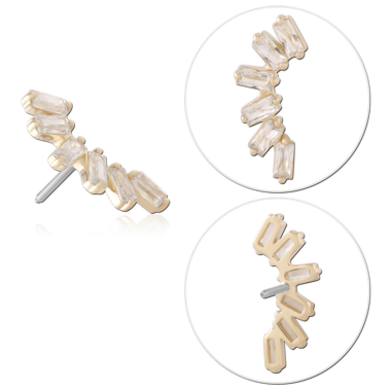 Inkorporated Gebogen baguettelijn van 14k solid goud