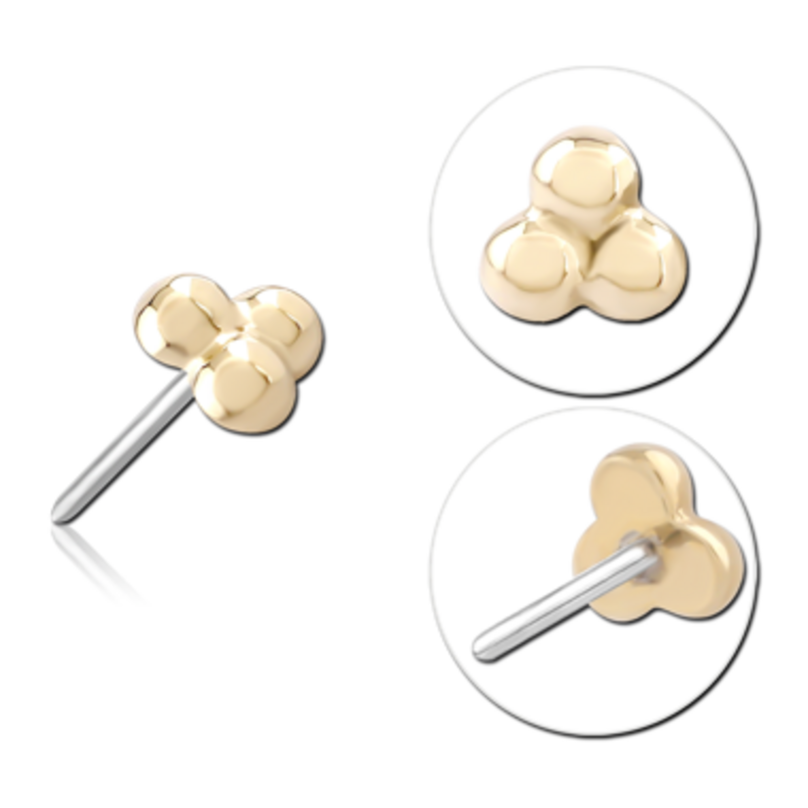 Inkorporated Tri bead van 14k solid goud