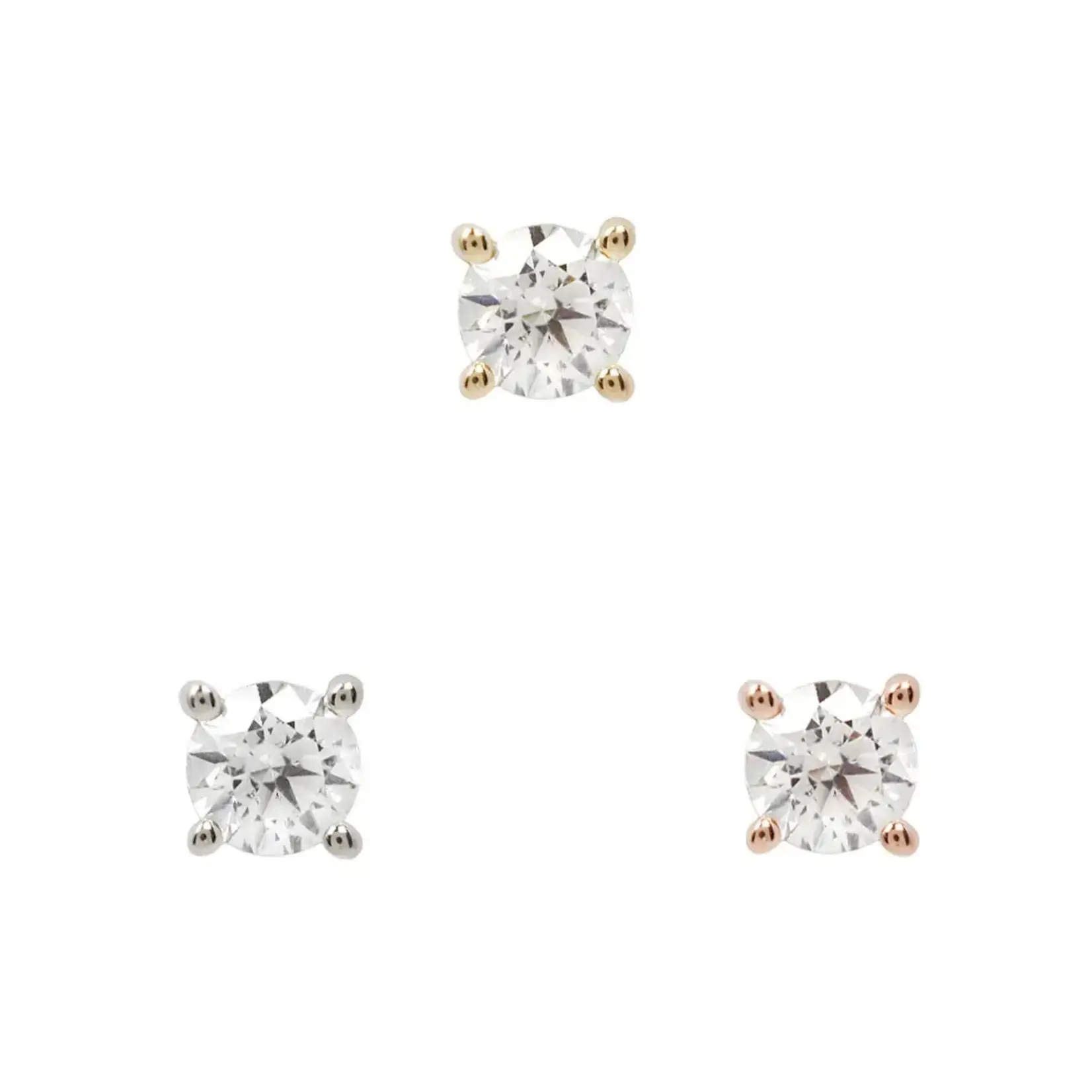 Buddha jewelry Prong gem with Swarovski 3mm cubic zirconia - white gold