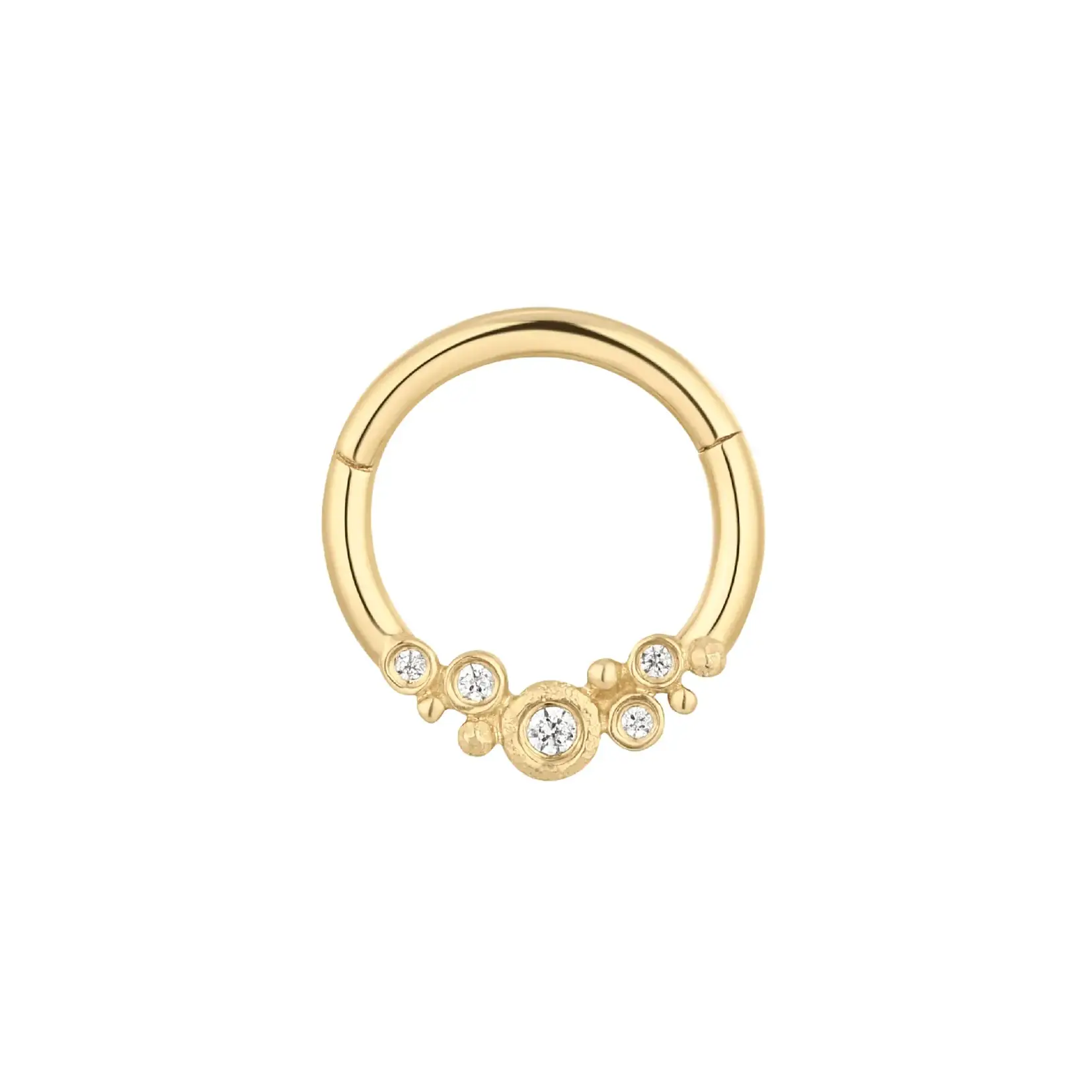 Buddha jewelry Effervecent 8mm clicker with cubic zirconia yellow gold