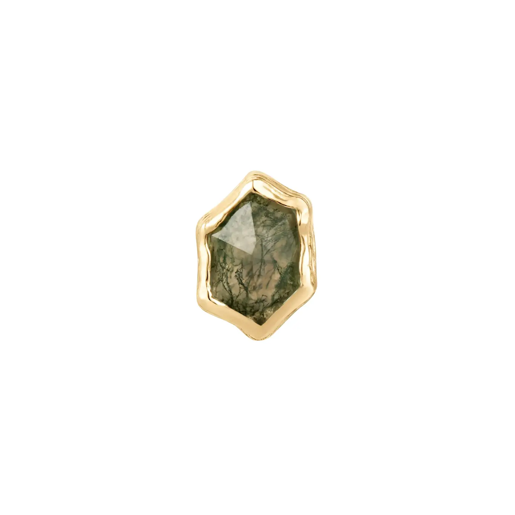 Buddha jewelry Pump up the volume met Moss agate 14k geel goud