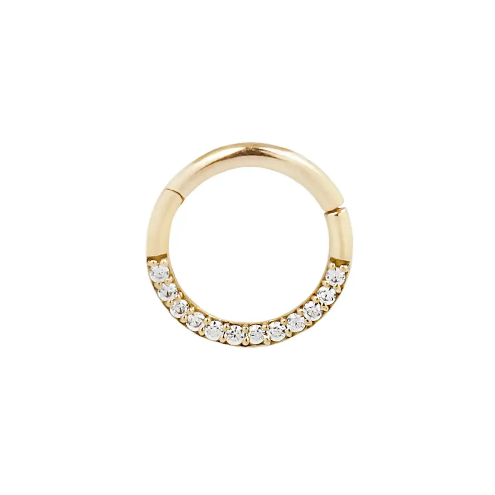 Buddha jewelry Dia clicker 8mm with cubic zirconia 14k yellow gold