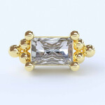 Baguette tri-beads with CZ 18k yellow gold