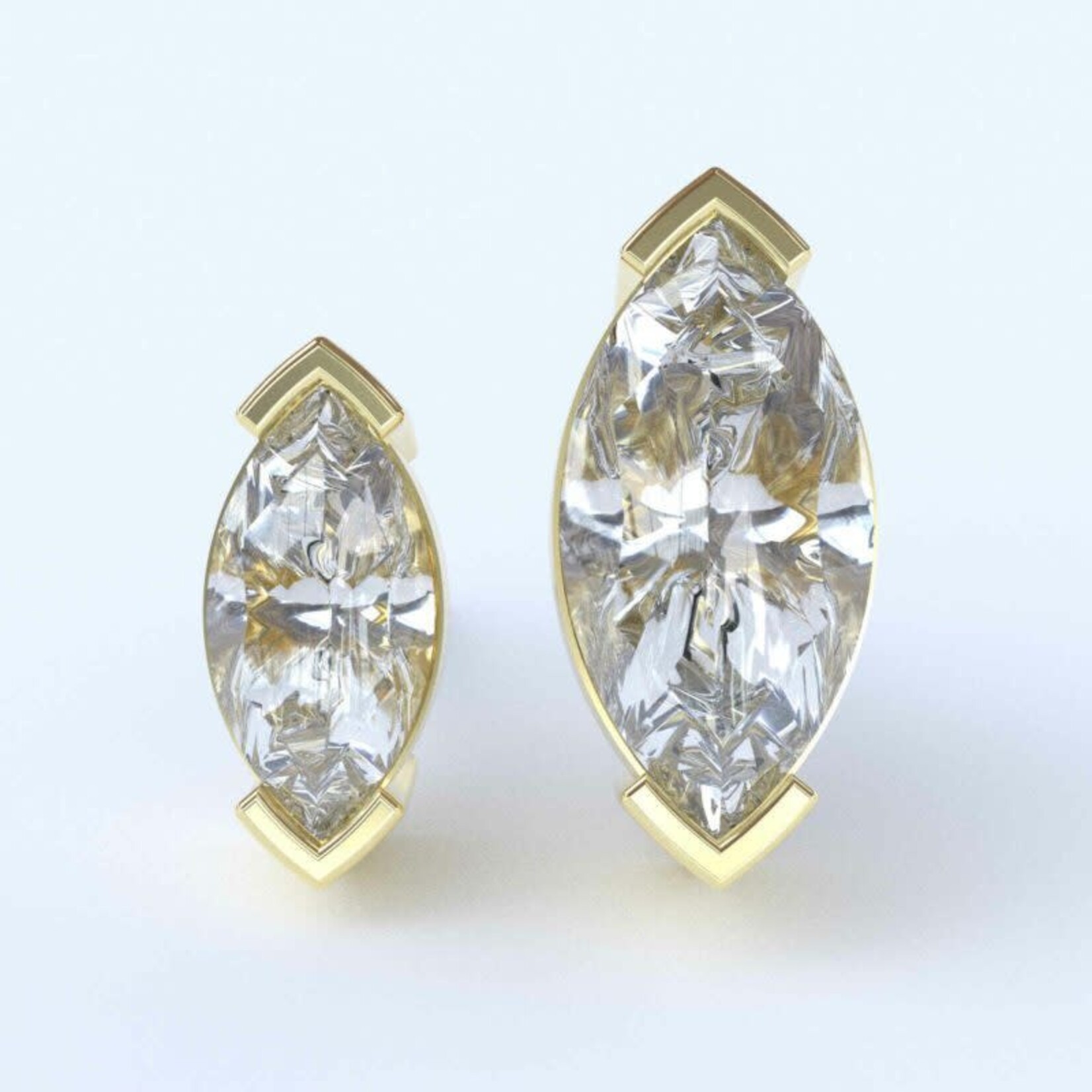 Marquise chevron BIG with CZ  18k yellow gold