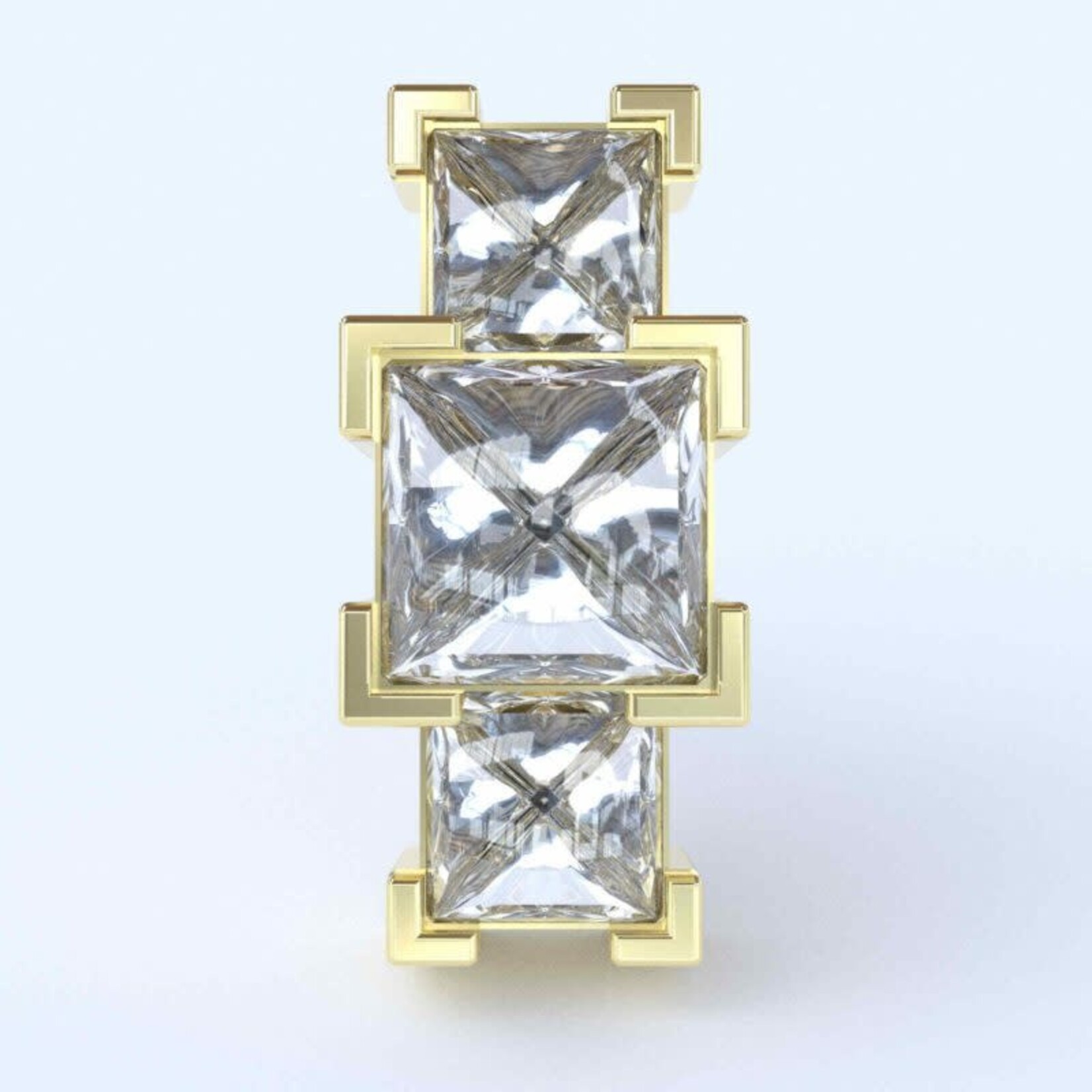 Vertical Daisy with CZ 18k yellow gold