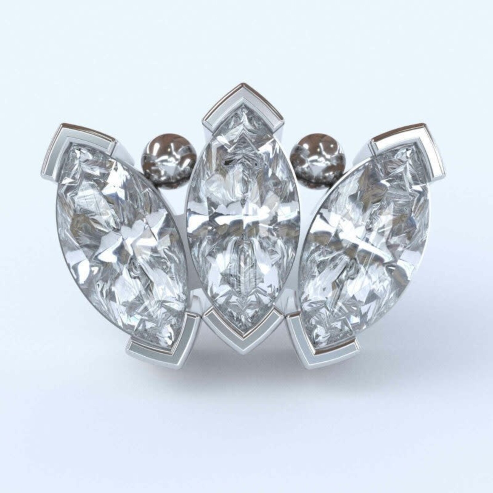 Elise with beads and CZ 18k white gold