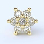 Microflower with CZ 18k yellow gold