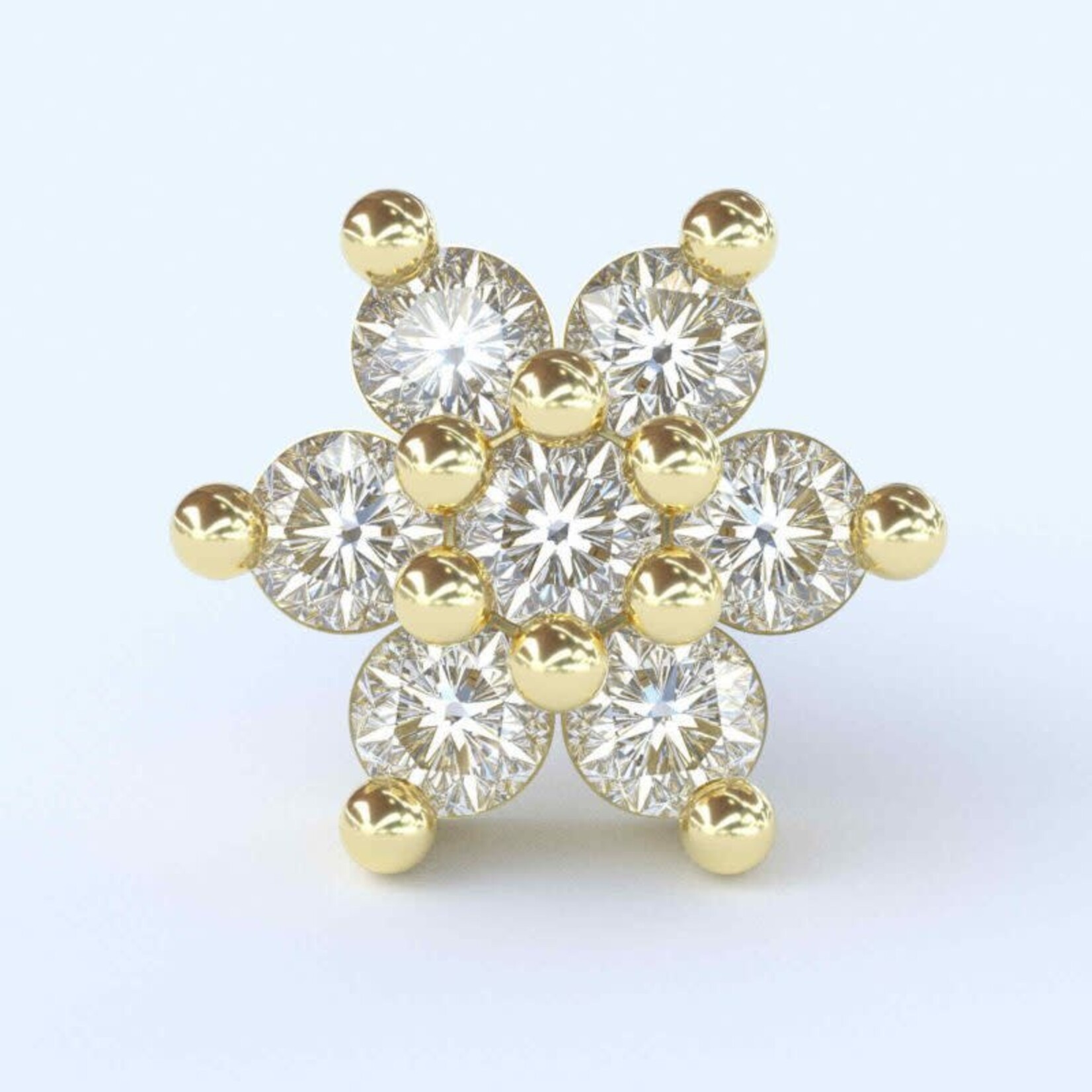 Microflower with CZ 18k yellow gold