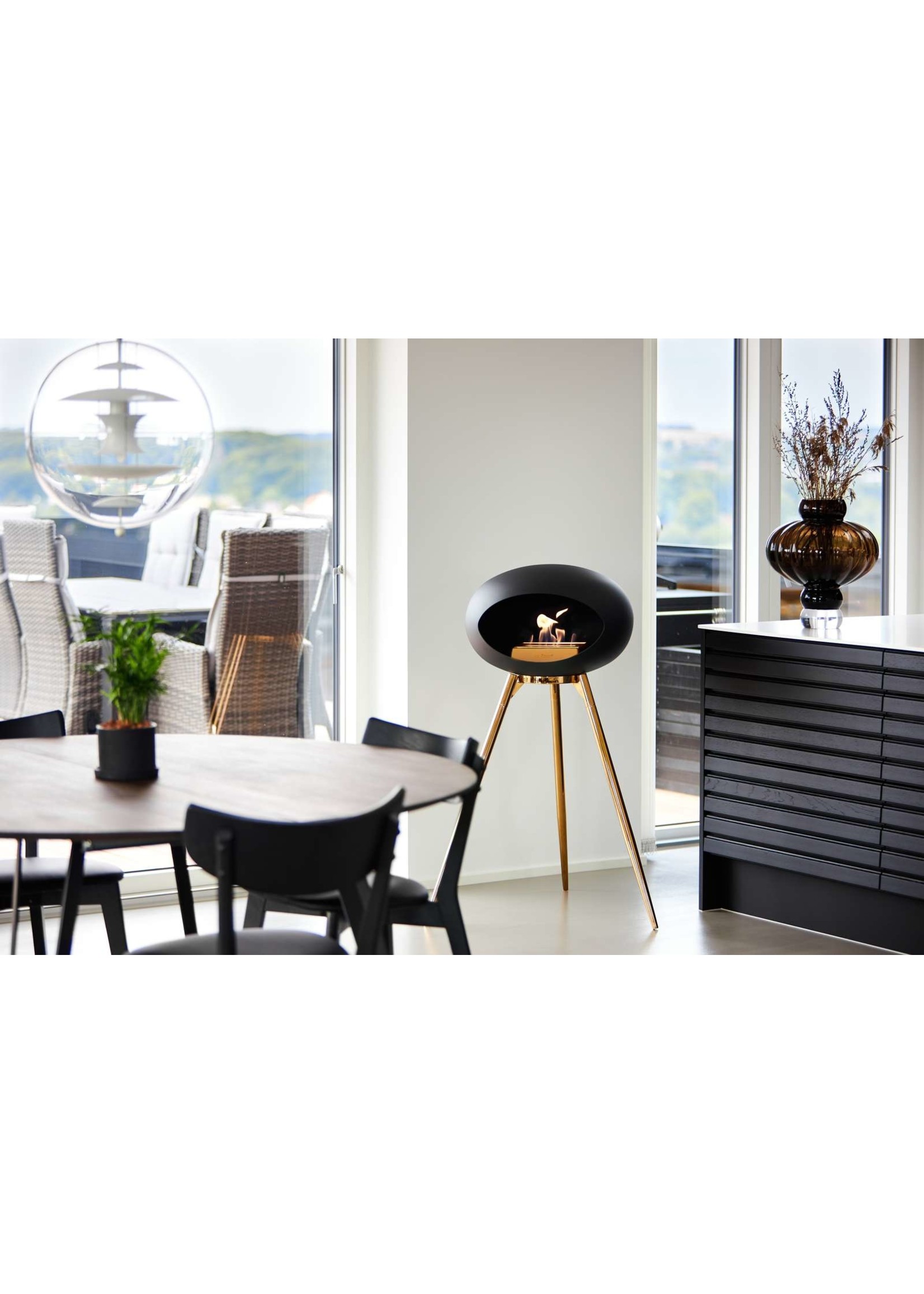 le feu Ground high black, Brushed stainless steel, smoked oak