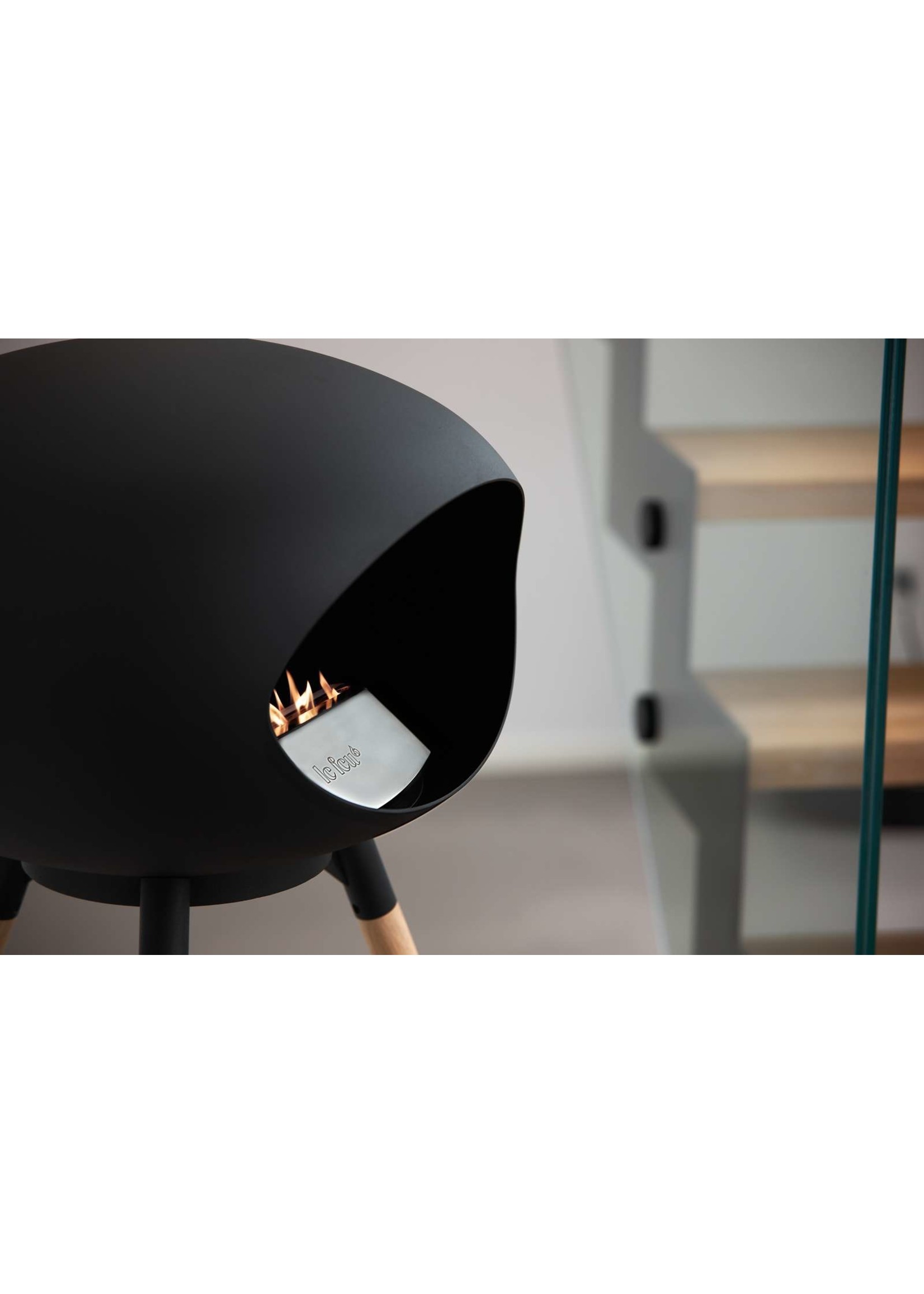 le feu Ground high black, black bowl, rose gold legs