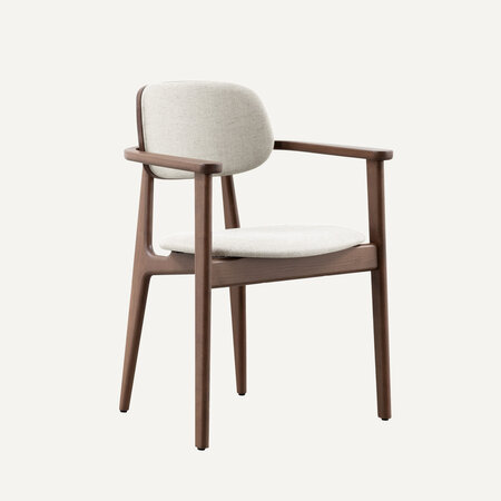 Sinni with armrests Walnut Coloured | Linen
