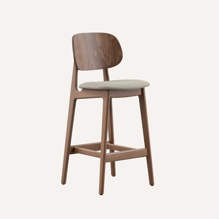 Sinni Counter Barstoel Walnoot | Zitting Bisque