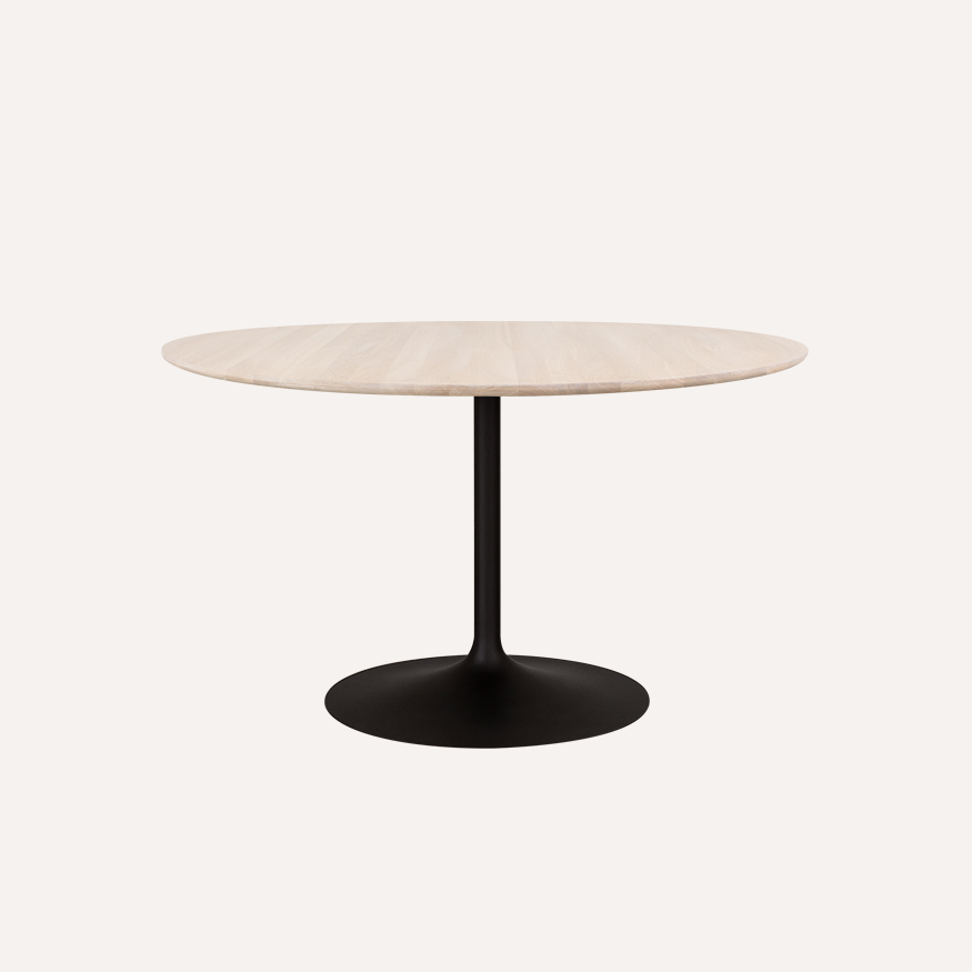 Tinne Tafel met Rond Houten Blad Tinne Tafel met Rond Houten Blad