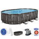 Bestway Zwembad power steel set ovaal hout 610cm x 366cm x 122cm Bestway Zwembad power steel set ovaal hout 610cm x 366cm x 122cm