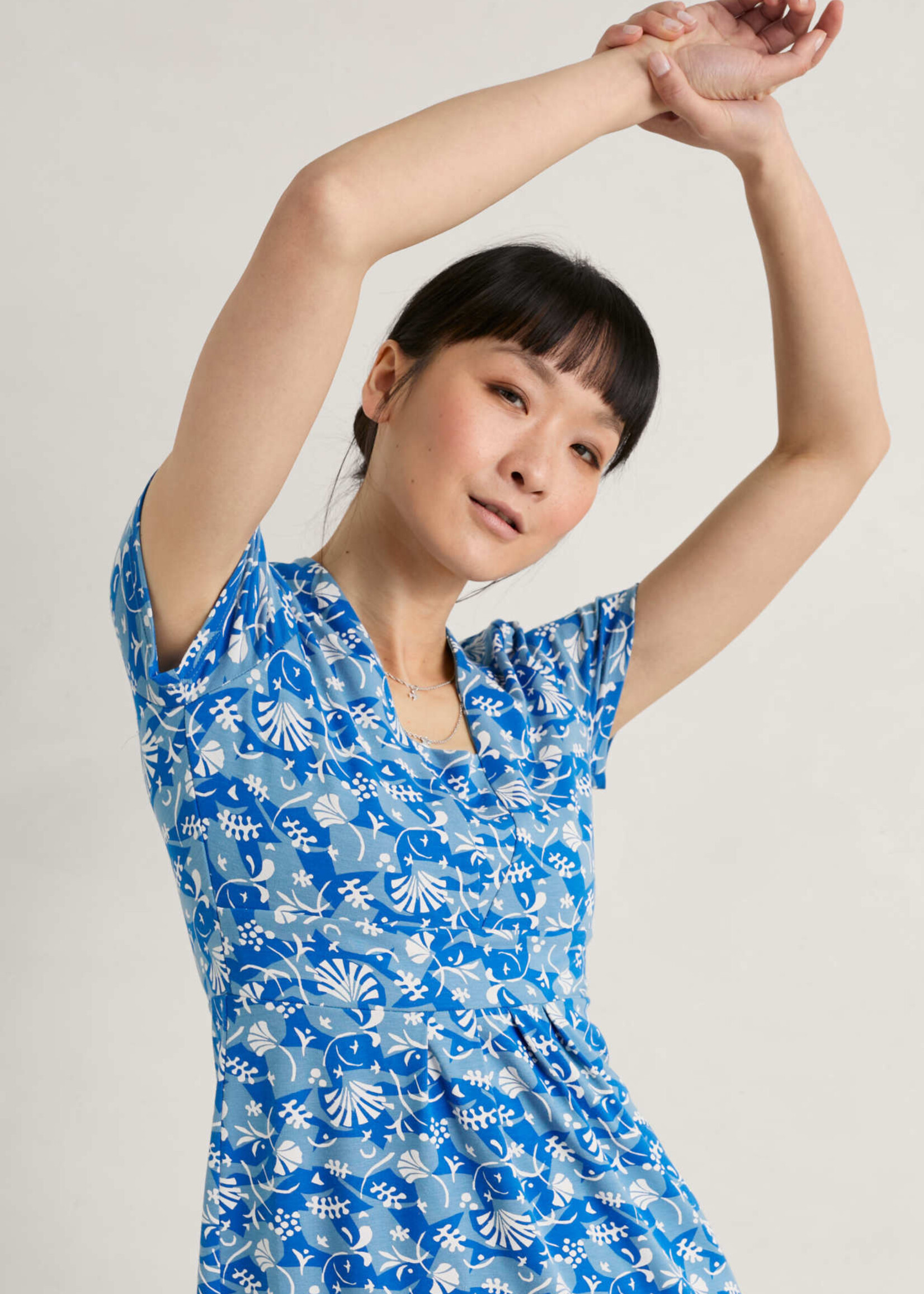 SEASALT CORNWALL SEASALT  SS SEED PACKET DRESS SEABED COLLAGE SEA BLUE
