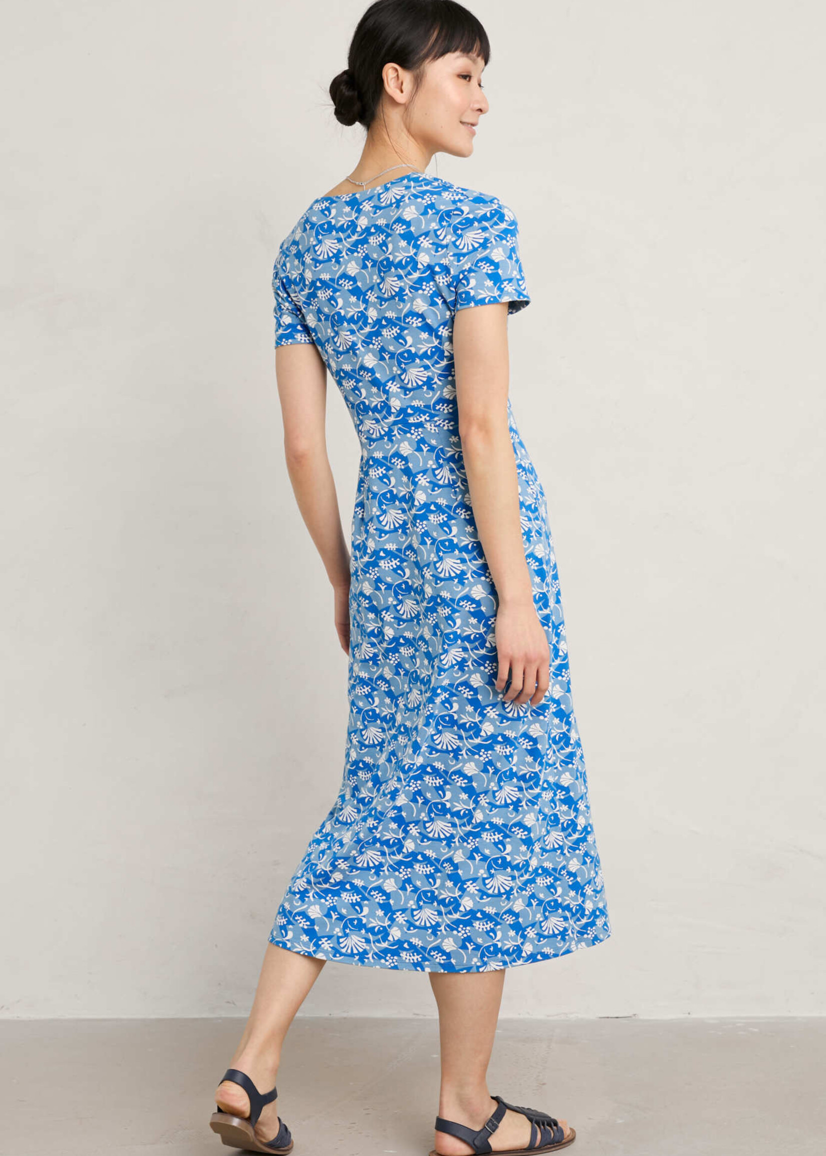SEASALT CORNWALL SEASALT  SS SEED PACKET DRESS SEABED COLLAGE SEA BLUE