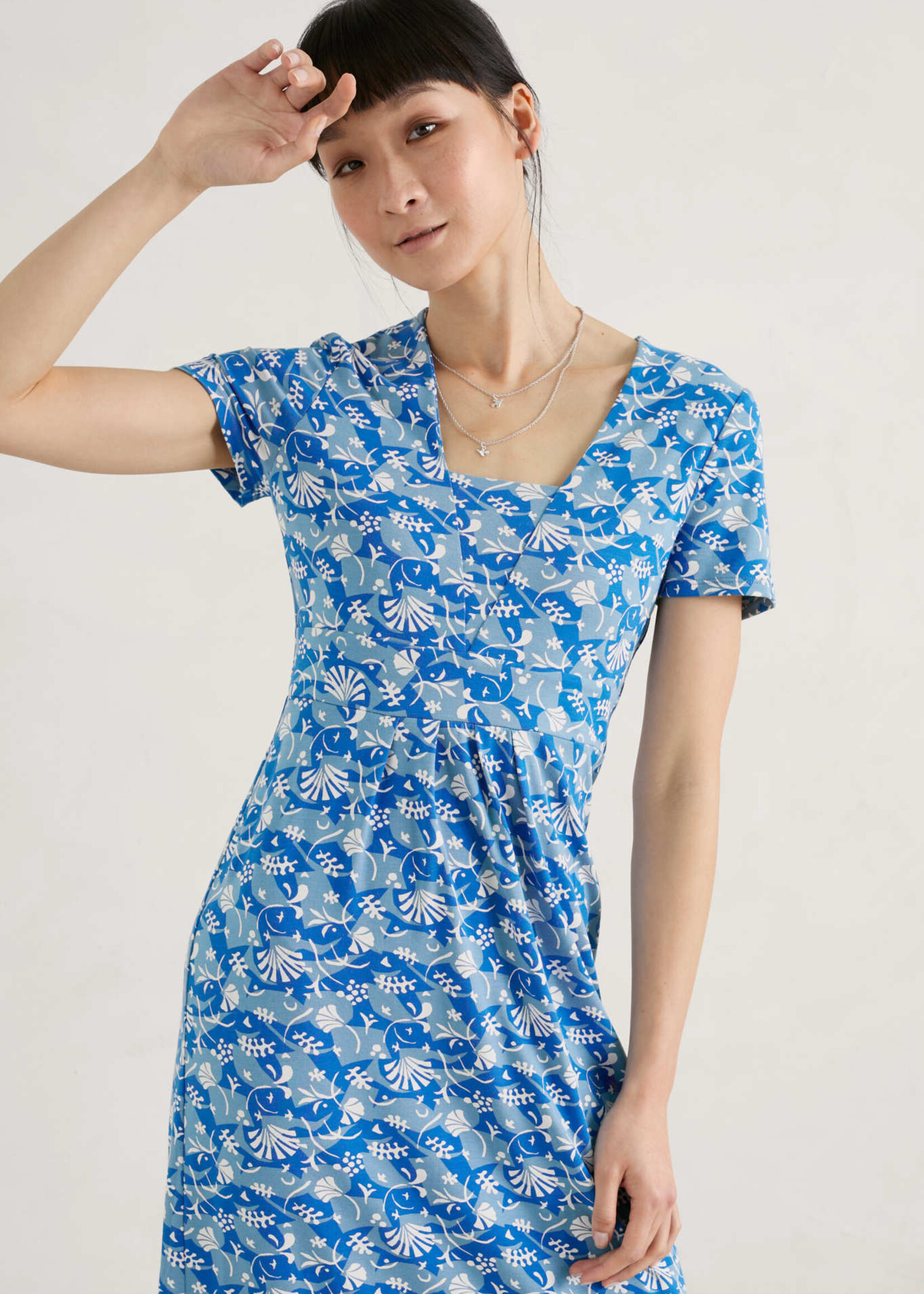 SEASALT CORNWALL SEASALT  SS SEED PACKET DRESS SEABED COLLAGE SEA BLUE