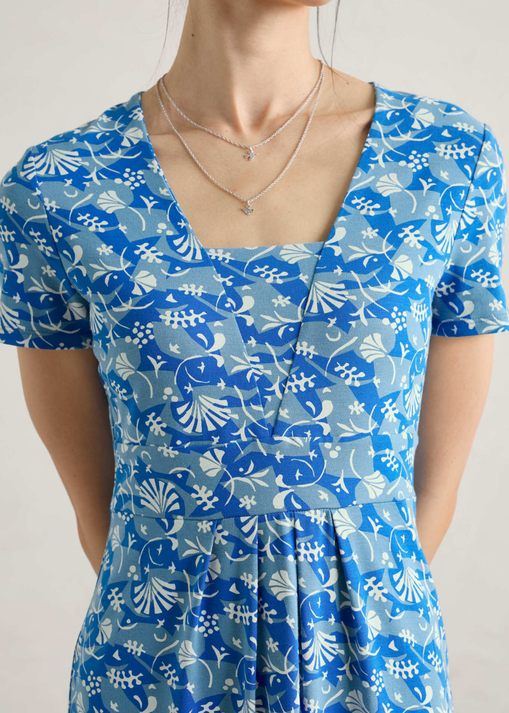 SEASALT CORNWALL SEASALT  SS SEED PACKET DRESS SEABED COLLAGE SEA BLUE