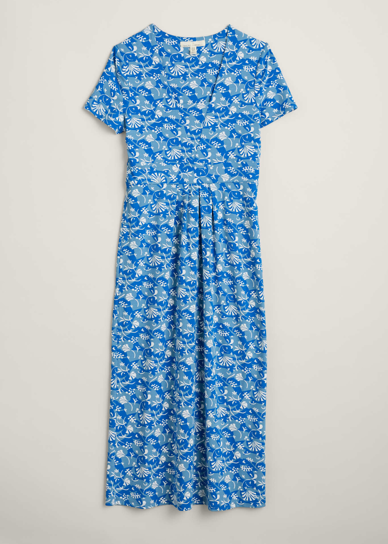 SEASALT CORNWALL SEASALT  SS SEED PACKET DRESS SEABED COLLAGE SEA BLUE