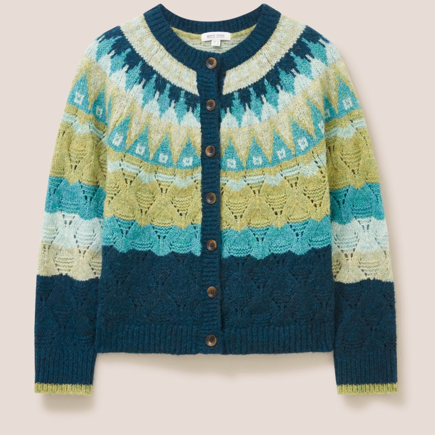 WHITE STUFF WHITE STUFF YOKE CARDIGAN GREEN MULTI