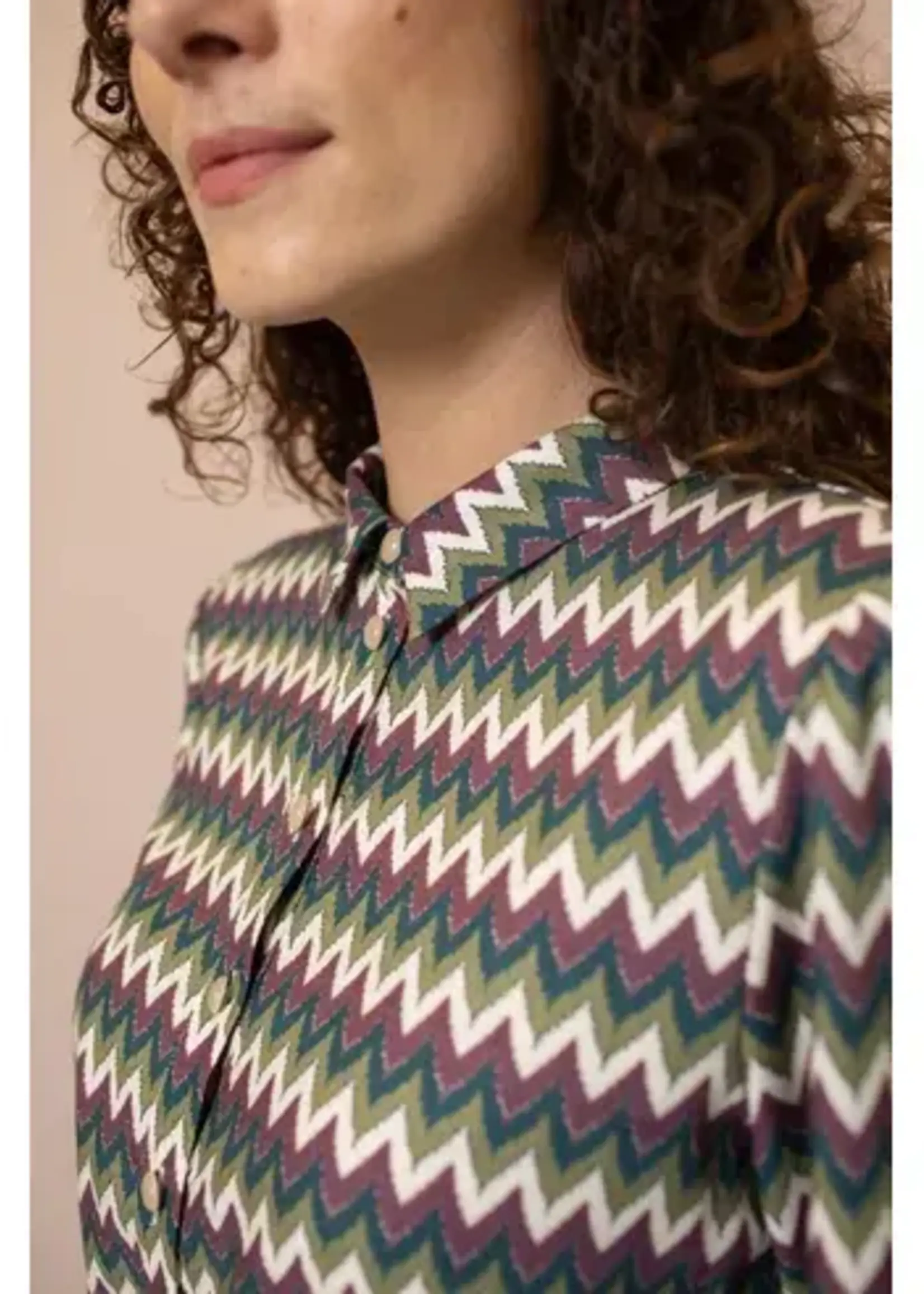 VERY CHERRY VERY CHERRY JANE BLOUSE ZIGZAG BURGUNDY