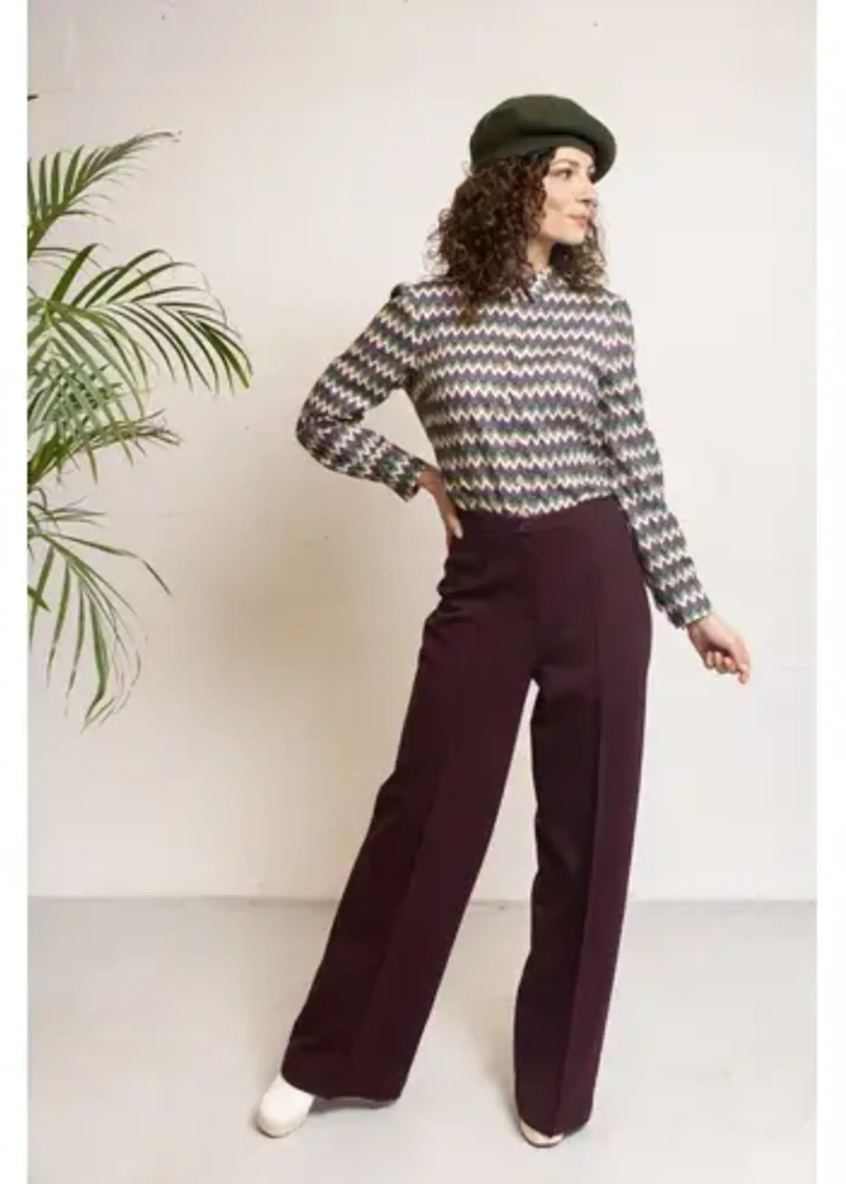 VERY CHERRY VERY CHERRY JANE BLOUSE ZIGZAG BURGUNDY