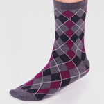 THOUGHT THOUGHT SOCKS  IVAN ORGANIC COTTON CHECK SOCKS  DARK GREY MARLE