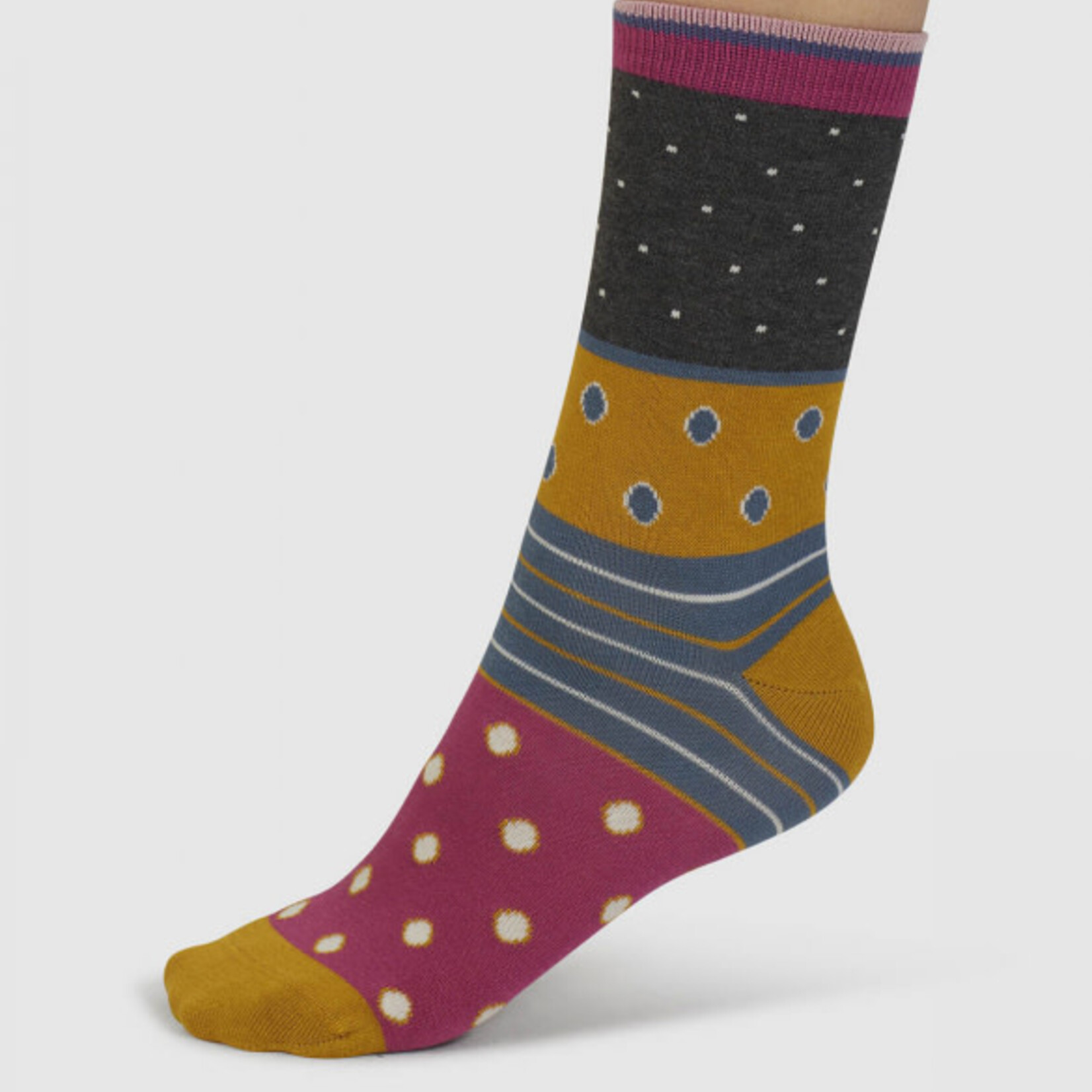 THOUGHT THOUGHT SOCKS  RONDEL SPOT AND STRIPE BAMBOO ANKLE SOCKS