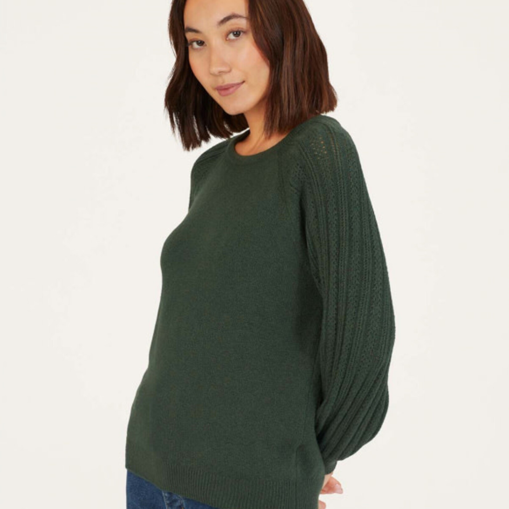 THOUGHT THOUGHT FLORNA ORGANIC COTTON FLUFFY JUMPER FOREST GREEN