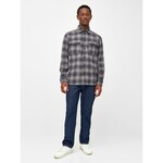 KNOWLEDGE COTTON APPAREL KNOWLEDGE COTTON APP LOOSE FIT CHECKERED FLANNEL SHIRT GREY