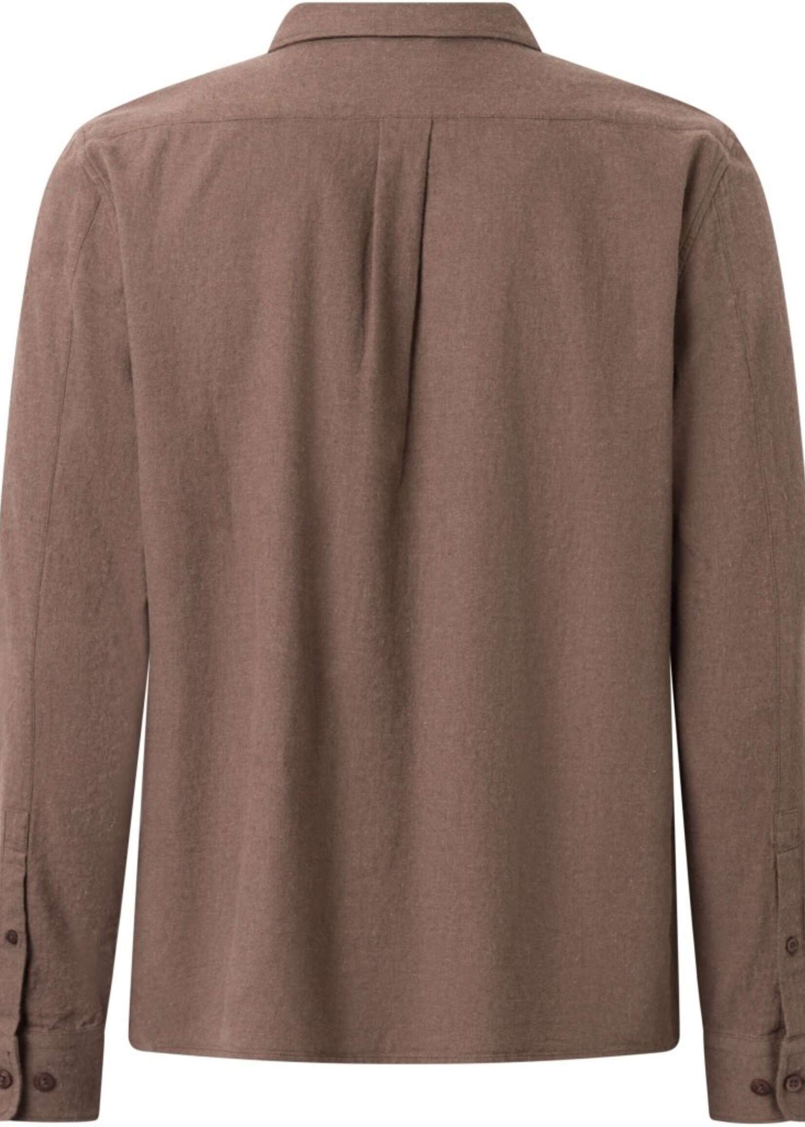 KNOWLEDGE COTTON APPAREL KNOWLEDGE COTTON APP REGULAR FIT MELANGE  FLANNEL SHIRT BROWN