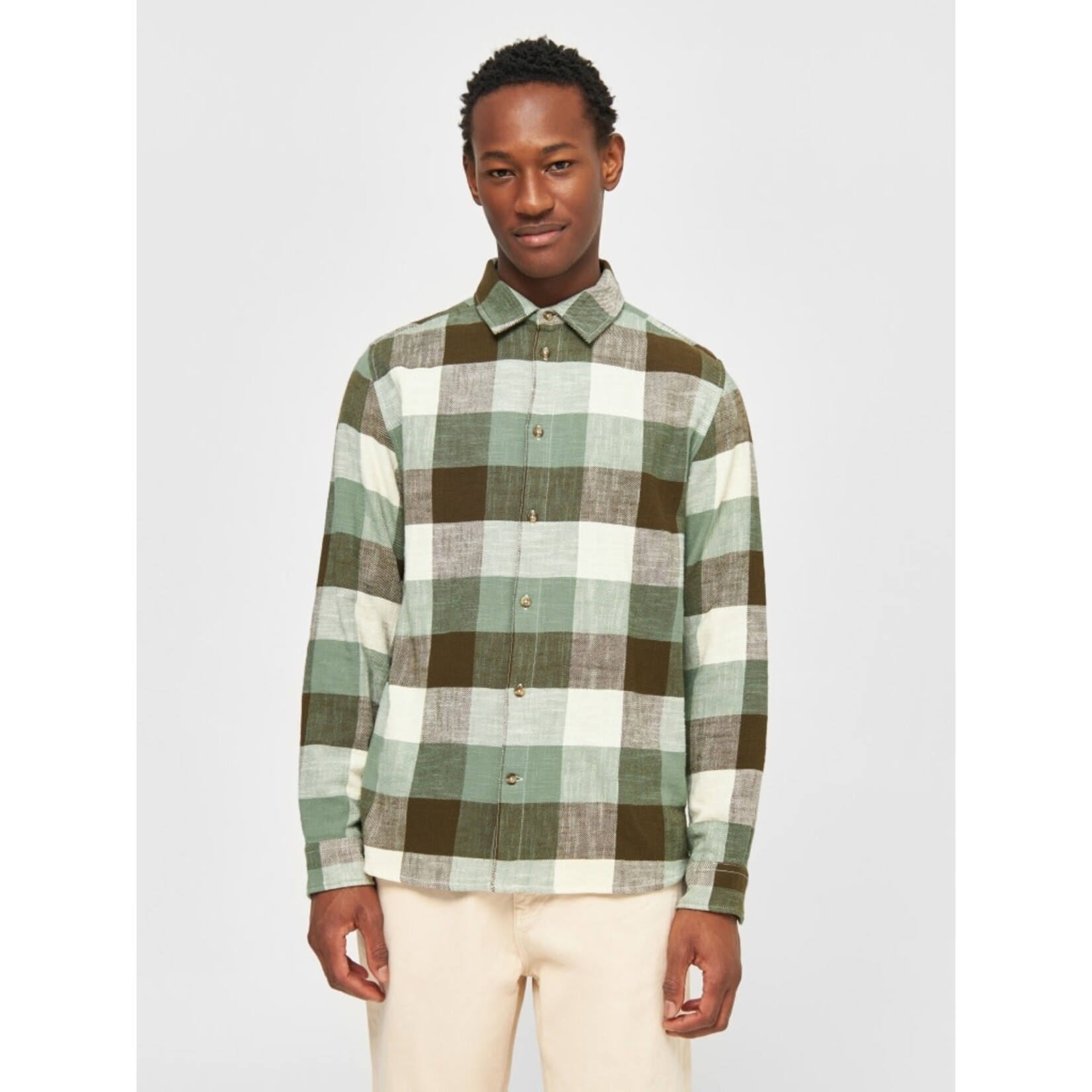 KNOWLEDGE COTTON APPAREL KNOWLEDGE COTTON APP REGULAR FIT CHECKERED  OVERSHIRT