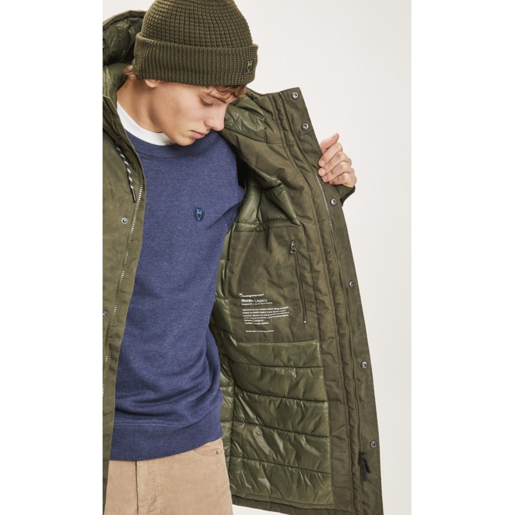 KNOWLEDGE COTTON APPAREL KNOWLEDGE COTTON APP LONG QUILTED JACKET NORDIC LEGACY
