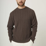 PEREGRINE PEREGRINE MAKERS MERINOWOL STITCH CABLE CREW JUMPER COFFEE