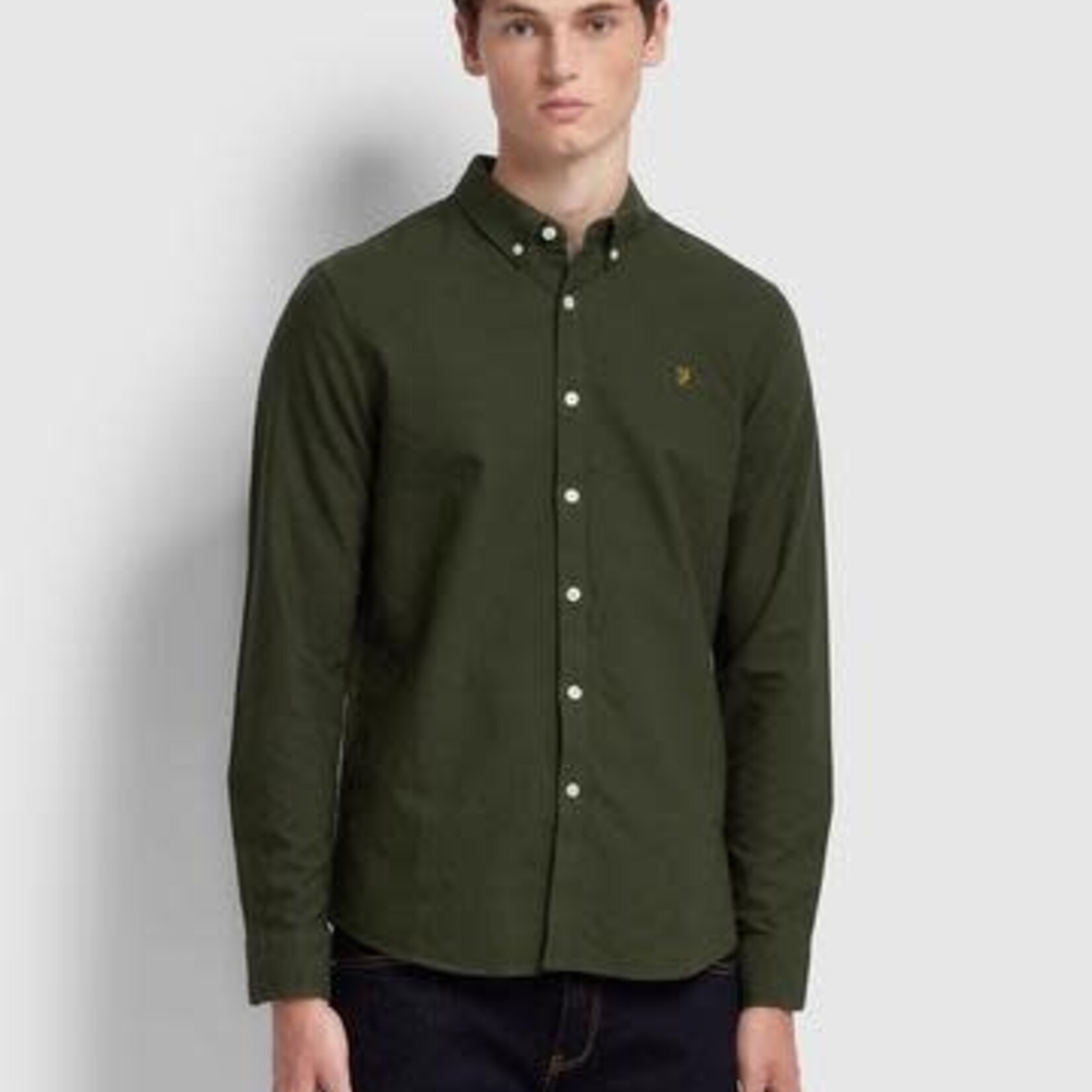 FARAH FARAH BREWER SLIM FIT ORGANIC COTTON OXFORD SHIRT EVERGREEN