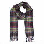 JOHN HANLY JOHN HANLY IRISH CASHMERE SCARF DARK BROWN GREEN PLAID