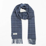 JOHN HANLY JOHN HANLY SCARF 100% IRISH LAMBSWOOL INDIGO OVERCHECK (30 x 180 cm 556)