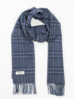 JOHN HANLY JOHN HANLY SCARF 100% IRISH LAMBSWOOL INDIGO OVERCHECK (30 x 180 cm 556)