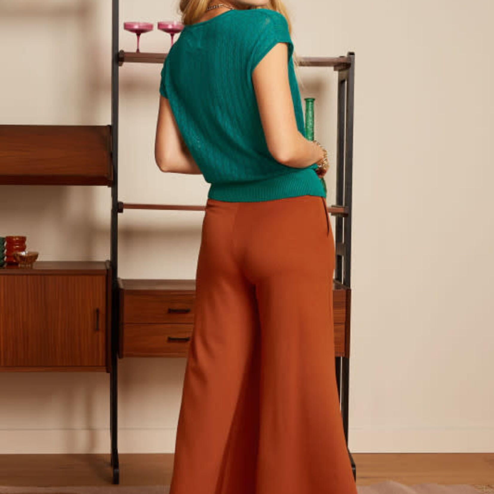 KING LOUIE KING LOUIE BORDER PALAZZO CROPPED PANTS CARAMEL